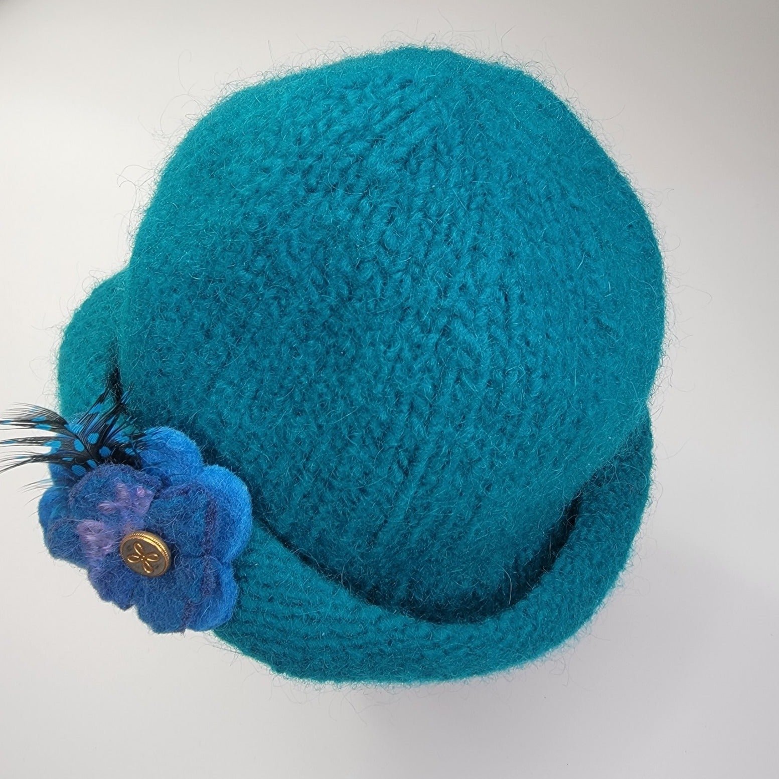 HANDMADE Women´s Knitted Teal Cloche-like Hat m5KtCOjqY