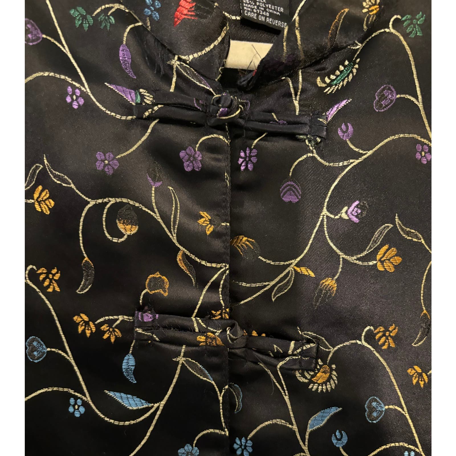 Vintage Robert Louis Silk Blend Asian Style Embroidered Drawstring Waist Set L Mn5B6wzpv