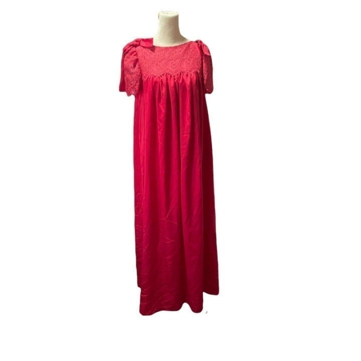 Vintage 70s Lily of France Rosa Puleo-Szule Nightgown S Red M6pQp6Uex
