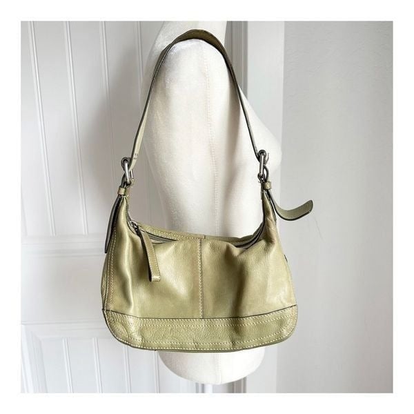 Vintage Fossil Leather Shoulder Bag Purse Green Y2K Mq8