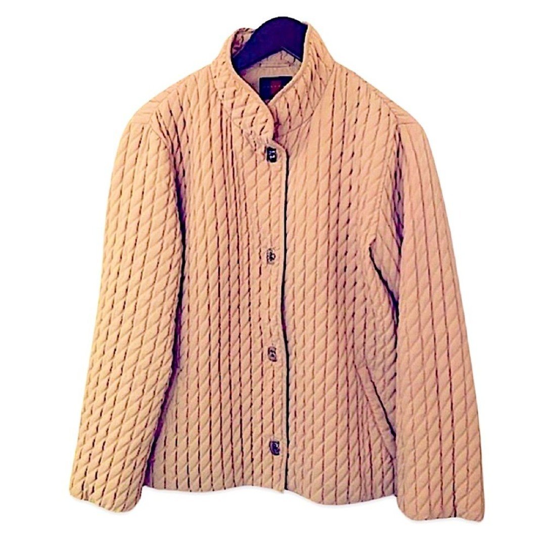 Vintage Gallery Womens Quilted Yellow Clasp Up Cottage Core Bomber Jacket Small HmkialKwi