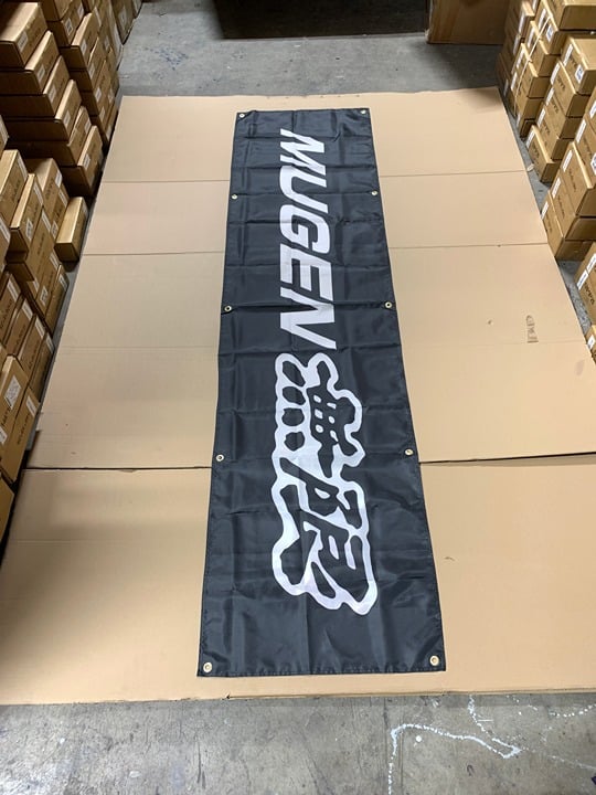 Mugen Black Banner Flag 2x8ft 60x240cm Poly Garage Shop Wall Decor H9a565JMA