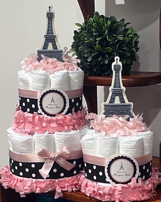 PARIS EIFFEL TOWER pink girl spring baby shower diaper cake centerpieces gift MDMa7G4AD