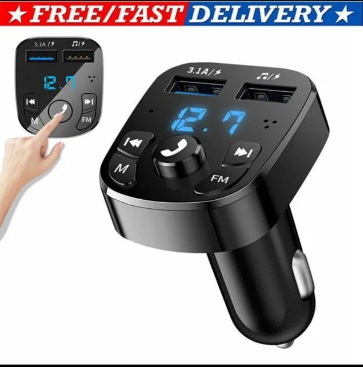 Bluetooth 5.0 Wireless Handsfree Car FM Transmitter MP3 Player USB Charger Kit lhsBaGD1Z