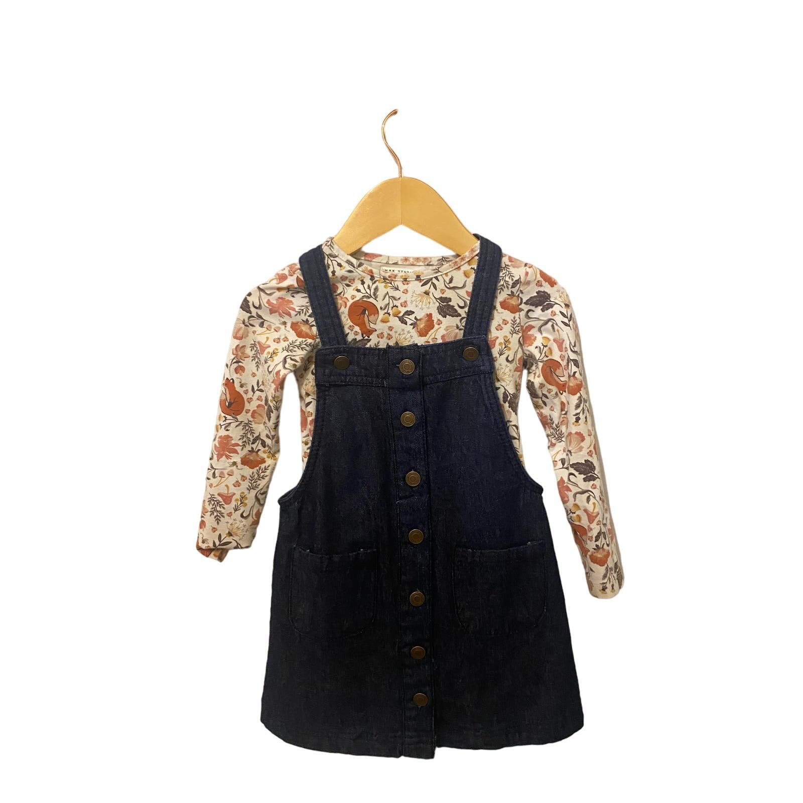 Max Studio Overall Dress & Shirt Outfit 2T KOKjnd9YL