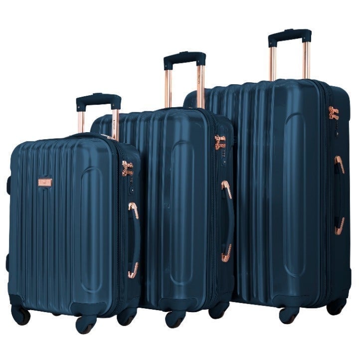 kensie 3pc luggage set NAVY with TSA LrMDk0uiM