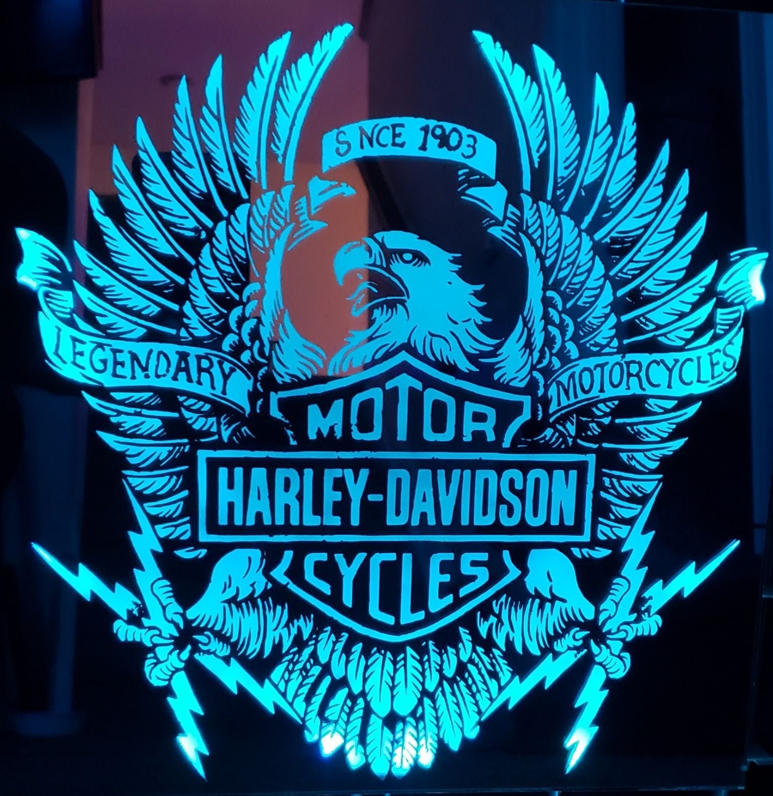 Harley etched lighted mirror GQKMkDe5E