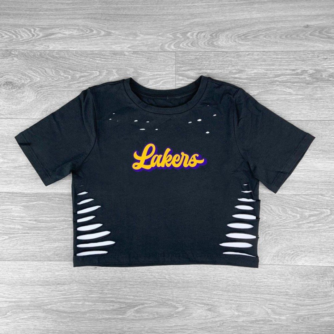 Black/Yellow LA Lakers custom cut-out Croptop, Team Lebron, Los Angeles Shirt MUhMpLGRd
