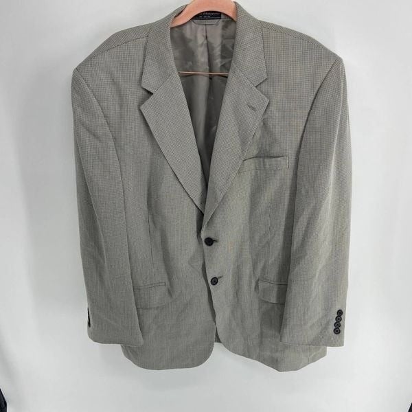 Bert Pulitzer Gray Micro Plaid Double button Suit Jacket Mens 44 Regular ISIkyEdYw