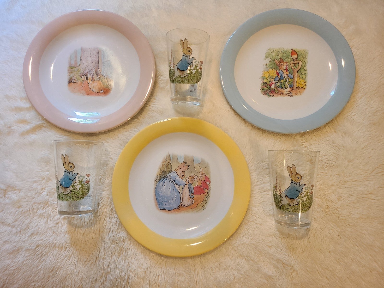 Pottery Barn Set of 3 Beatrix Potter Plates and Cups for Kids LabV58SSX