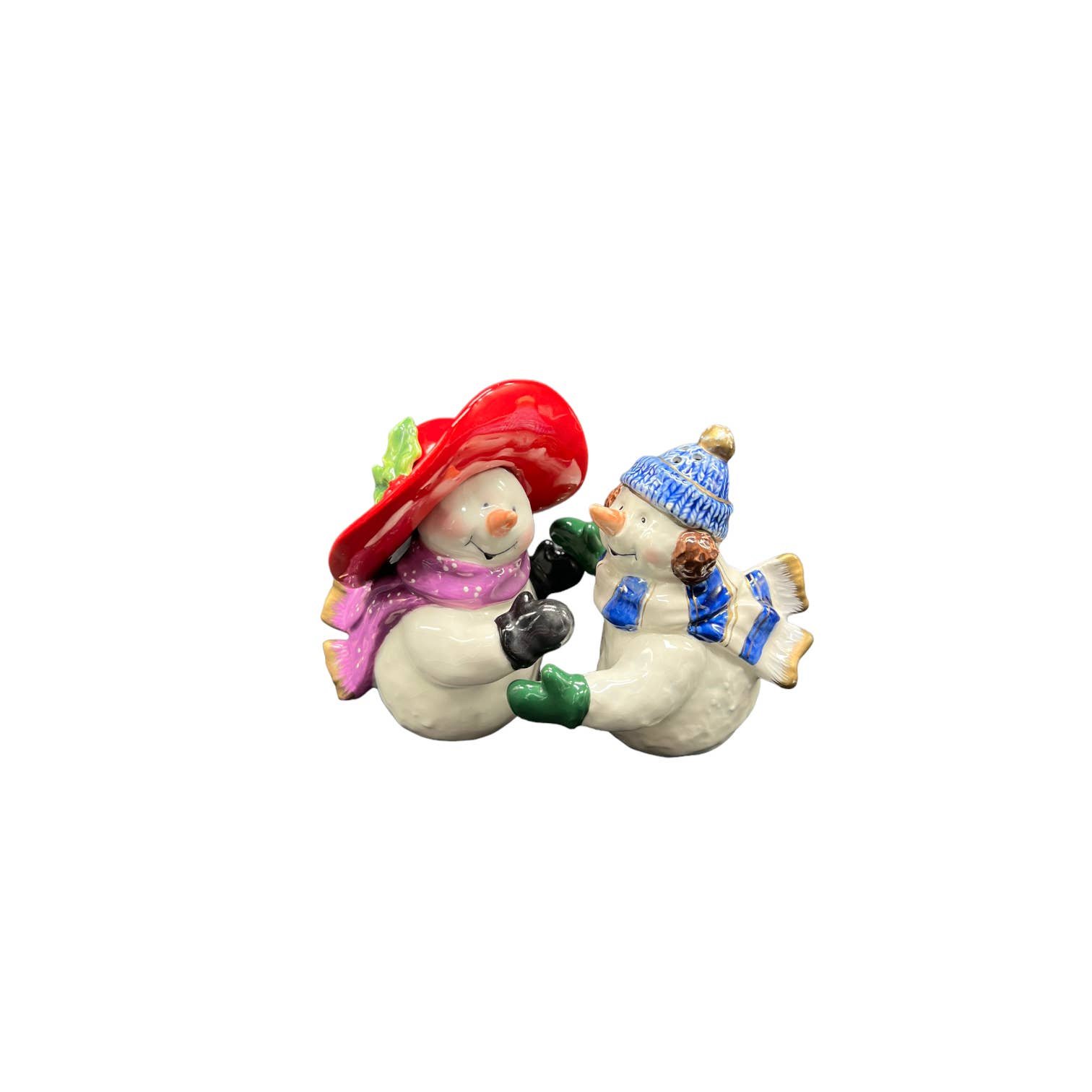 Hugging Snowmen One in Red Hat & One in Blue To Keep Your Salt & Pepper Fun NnLuRE2lJ