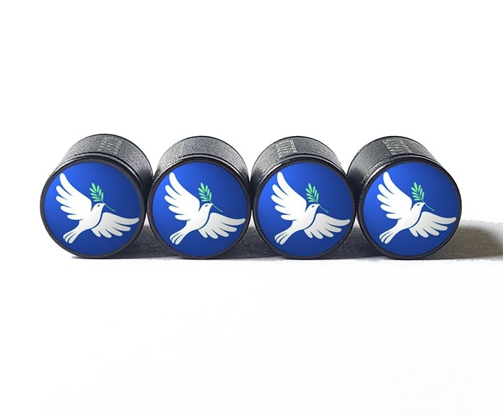 White Dove Tire Valve Stem Caps - Black Aluminum - Set of Four r2ctE2mL0