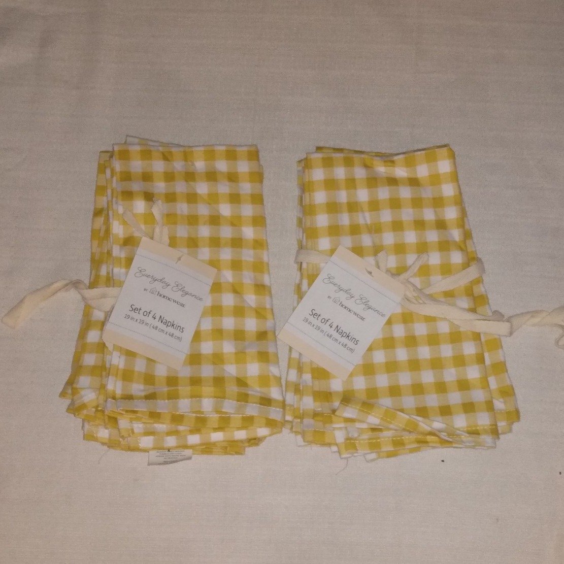Gingham Cotton Cloth napkins yellow and white stripe 19x19 J36BlnF8G