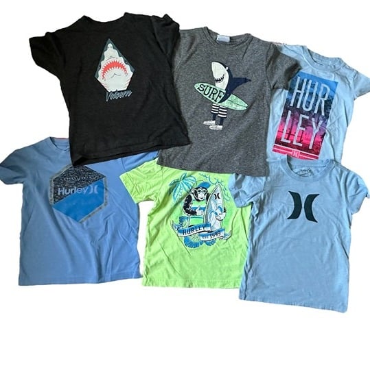 Lot of 6 Surf HURLEY Shirts Boy Size 6 Shirts Tee Shark Monkey RMCpyS9d5