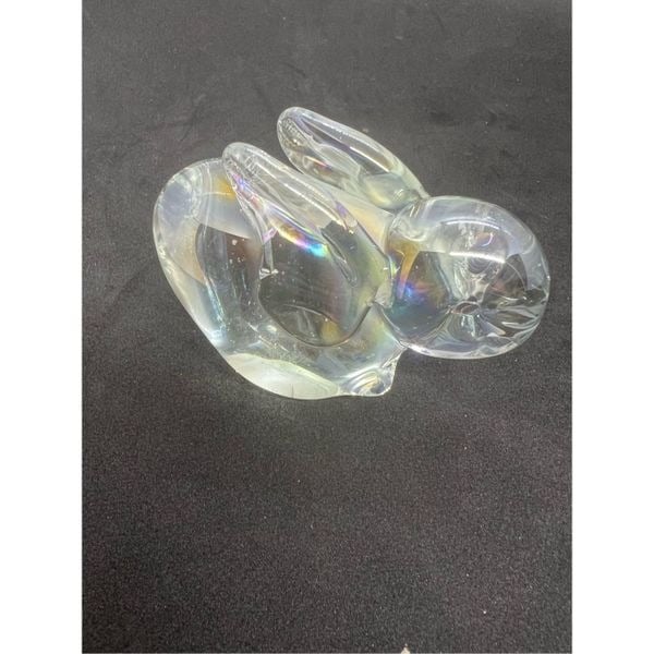 Crystal Clear Glass 3 inch Tall Iridescent Rabbit Design Figurine or Paperweight O8TTI7fSa