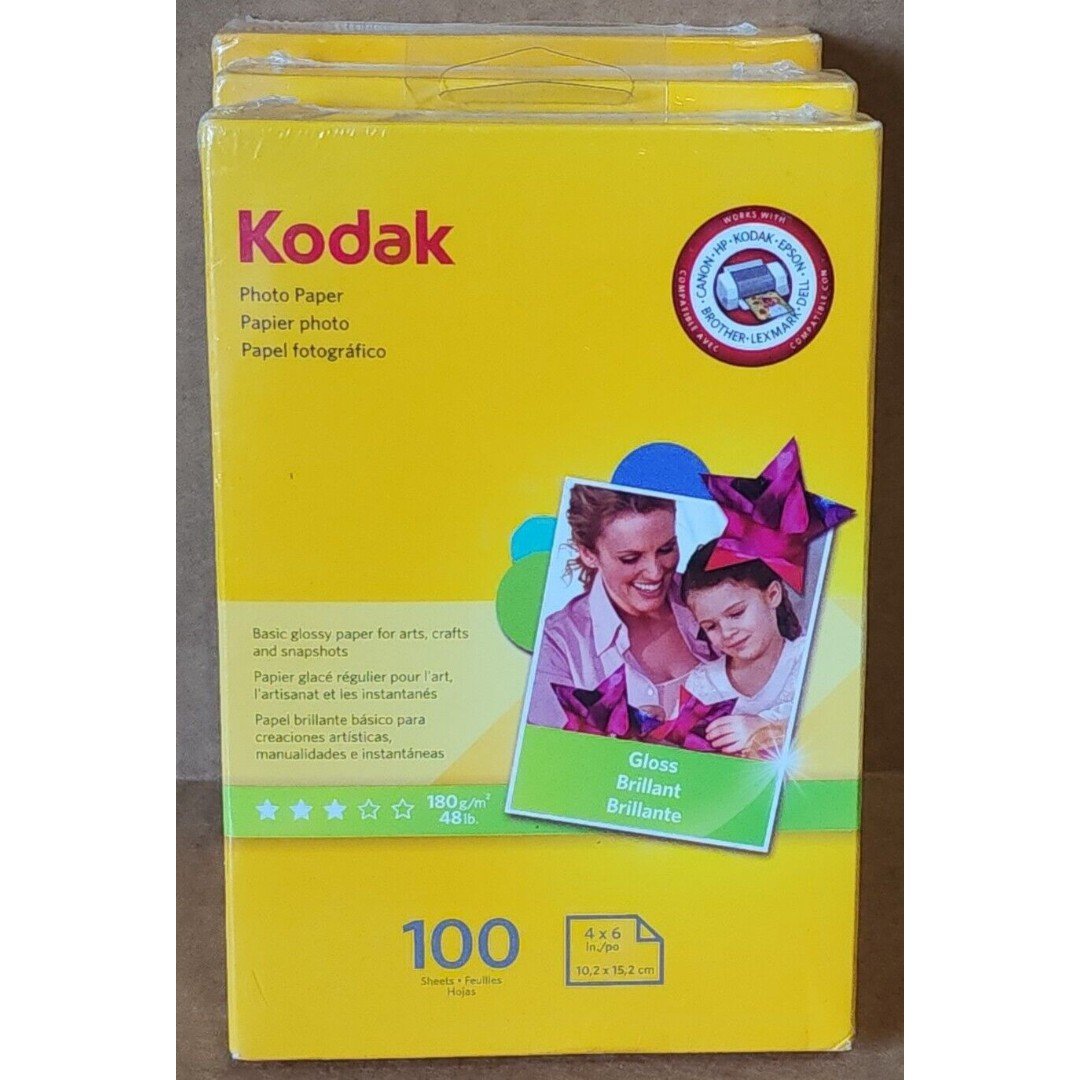 Lot Of 3 Packages Kodak Photo Paper 4x6 100 Sheets Brand New Sealed IP8wEpFP5
