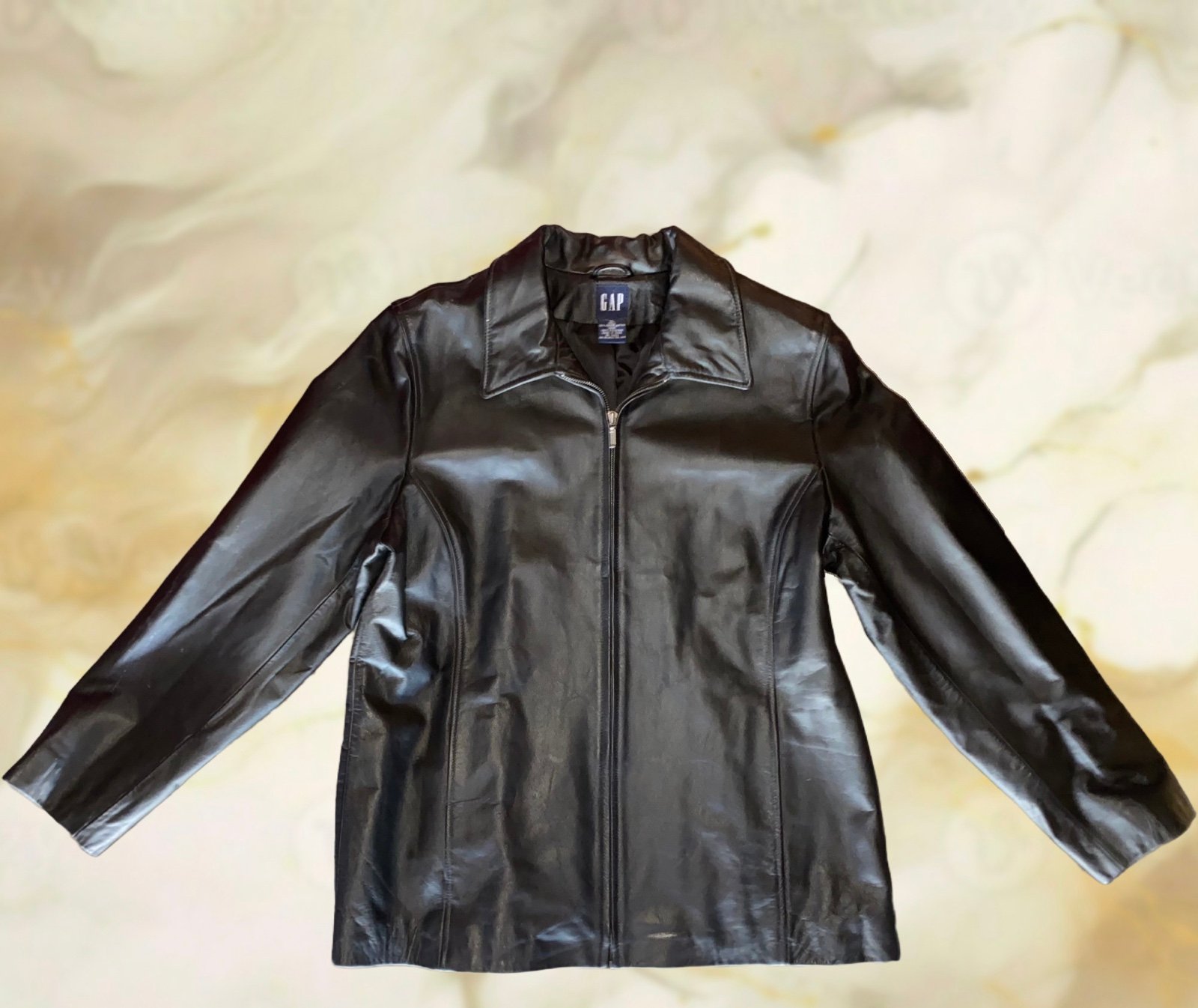 Vintage GAP Women’s Genuine Black Leather Jacket | XL IkcDquqQB