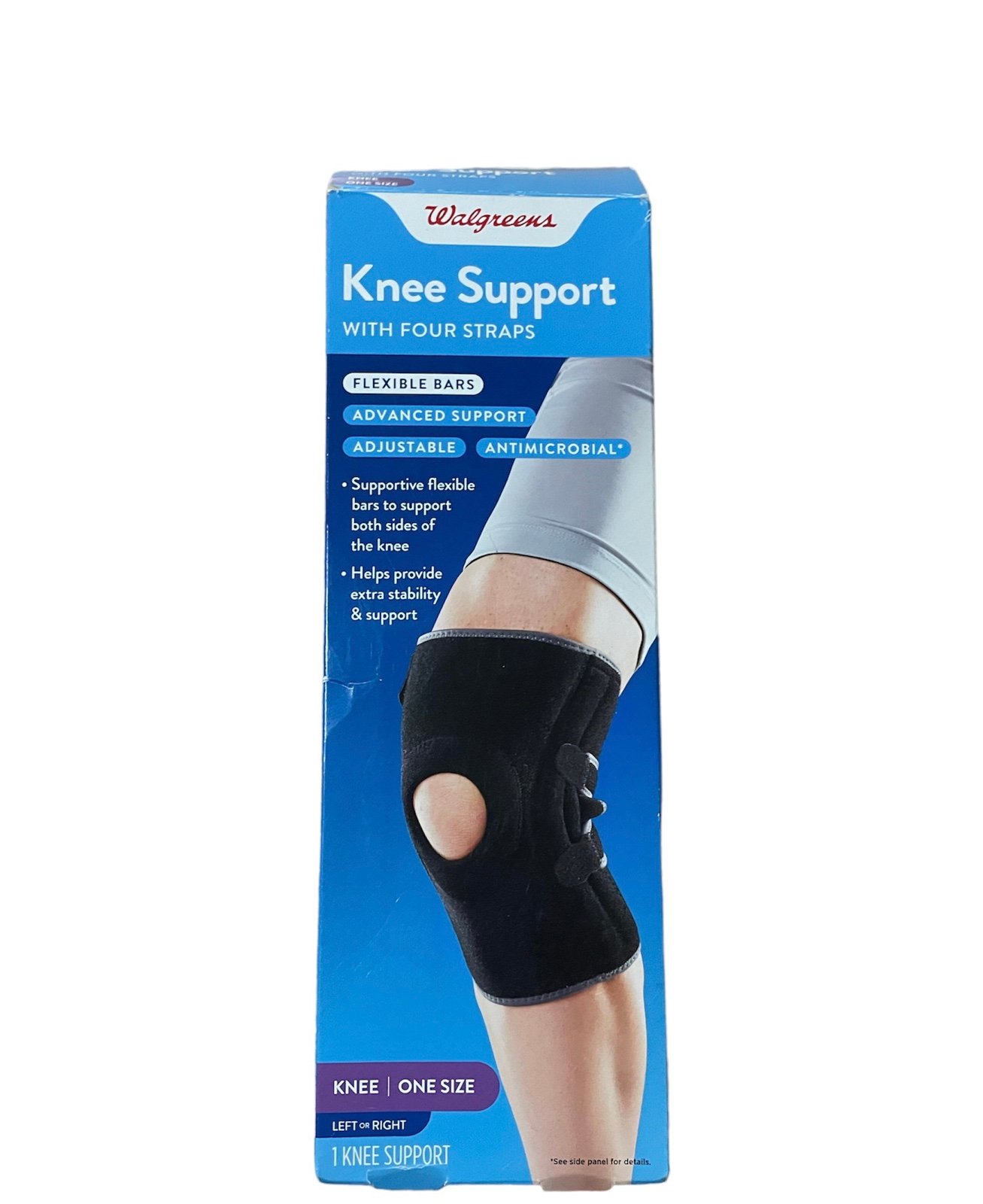 Knee support with four straps flexible bars one size left or right -new qjCPIemGh
