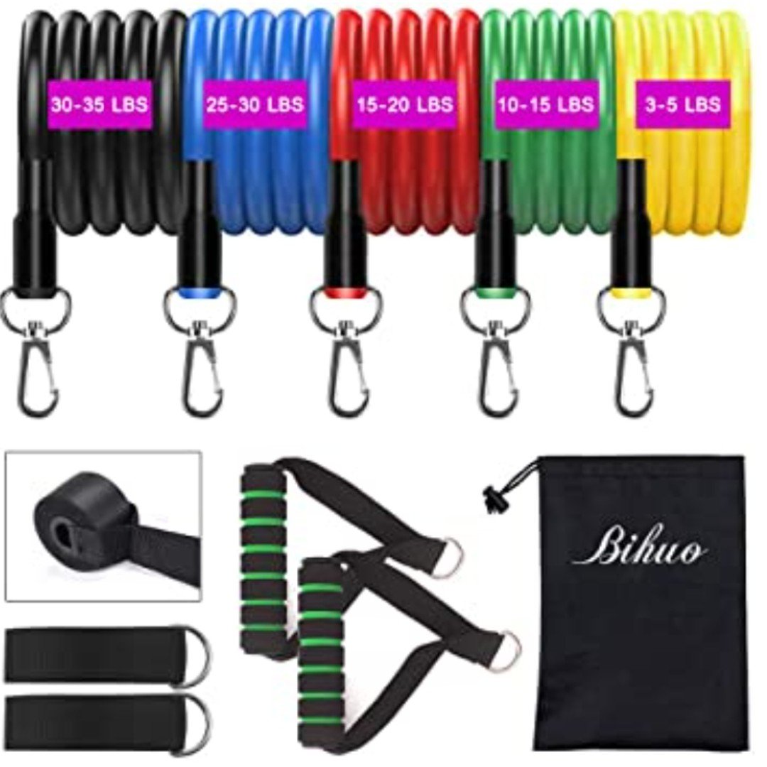 Bihuo 11 Pack Resistance Bands Set,Include 5 Stackable Exercise Bands NEW NoXJg1x13