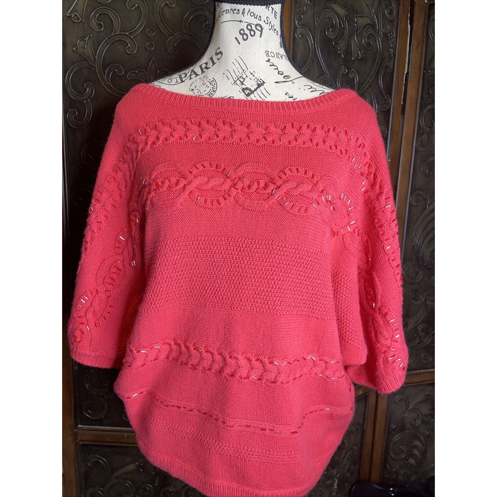 Marc New York Coral Pink Short Sleeve Knit Sweater Women´s Shirt Size 1X Jjd4efS4H