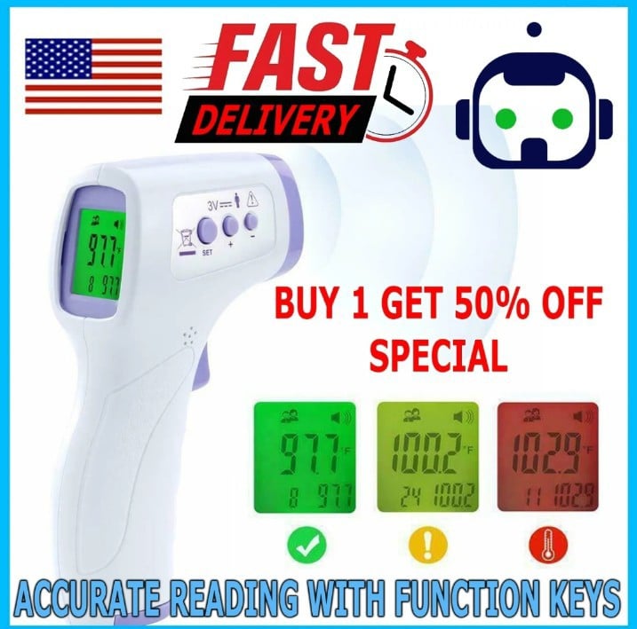 Large LCD Digital Infrared Thermometer Non-contact Forehead Baby Temperature Gun KX8mtX0zm