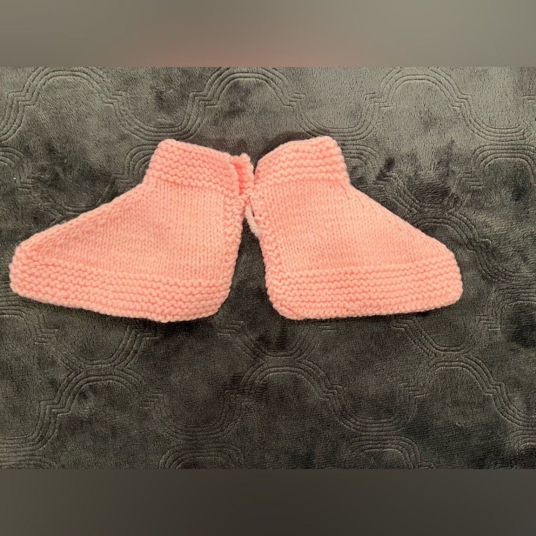 Vintage Handmade Light Pink Baby Booties Socks See Measurements NEW 1 mg7HPjYnp