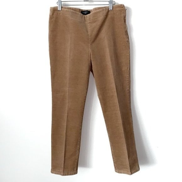 Talbots Heritage Corduroy Pants Womens 12 Petite Tan Side Zip Stretch Straight pyNDJcaG0