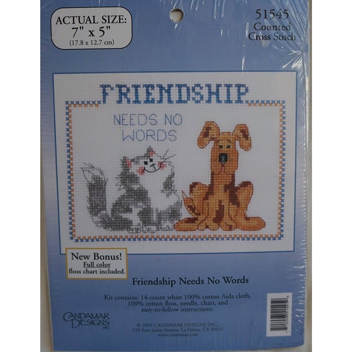 Candamar Designs, Friendship Needs no Words Counted Cross Stitch Kit, Size 7