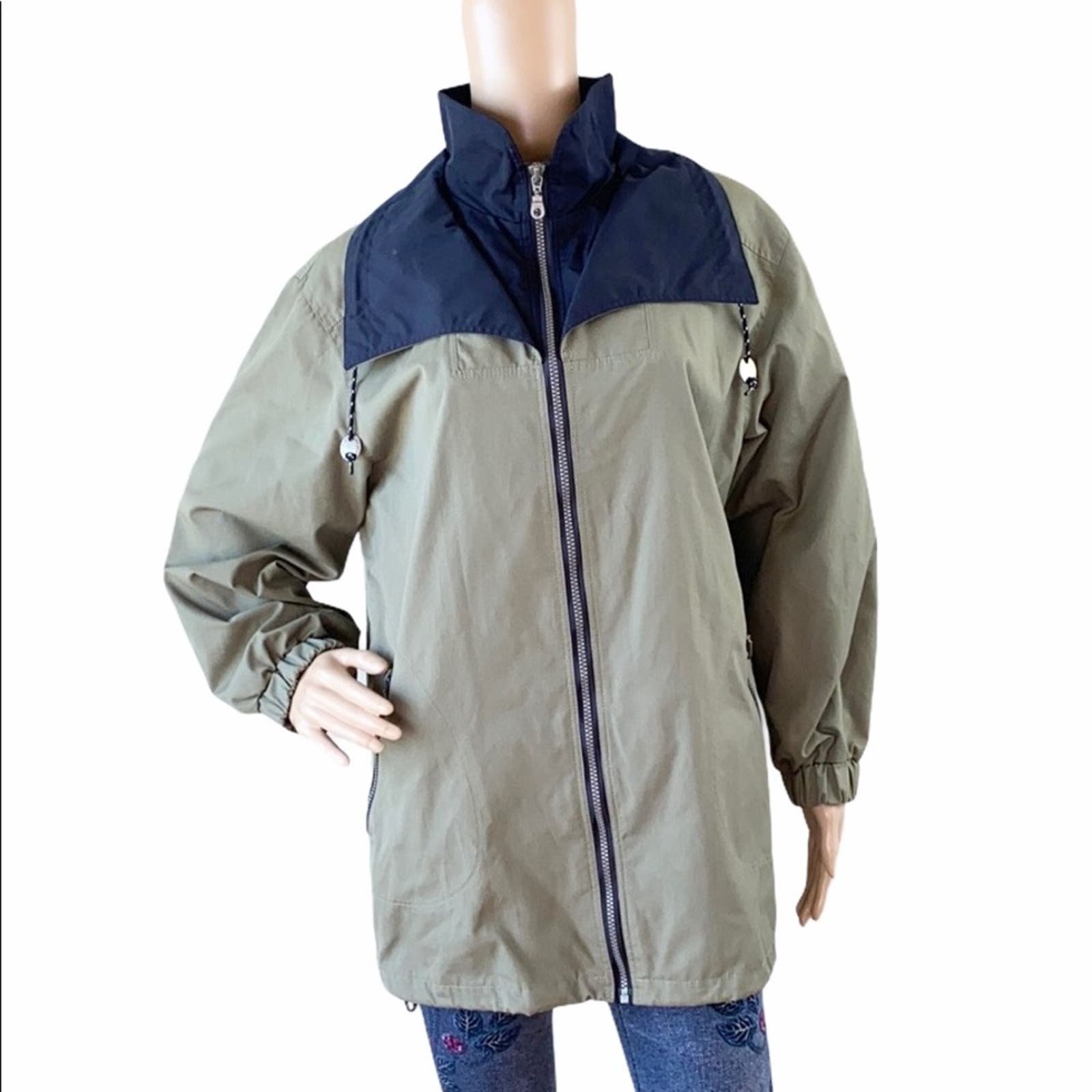 Mulberry Street Women´s Green Mock Neck Long Sleeve Full Zip Jacket Size PS rmSnMVWKp