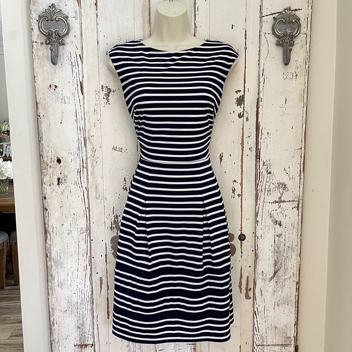 American Living by Ralph Lauren Size 4 Woman´s Navy Blue White Striped Dress rVaIsYYB5