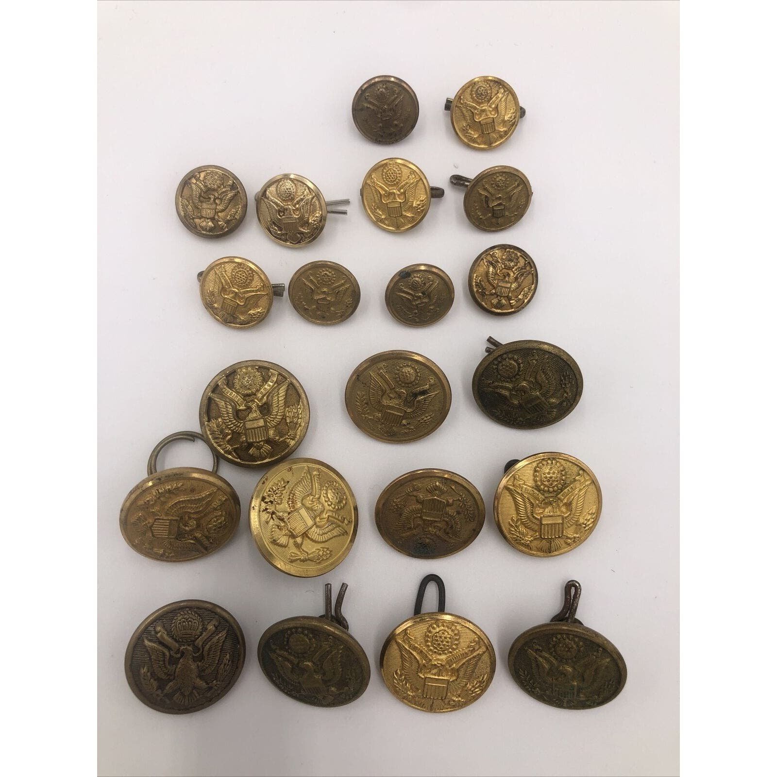 United States Navy Eagle Anchor Brass Coat Shirt Buttons Lot 21 Total Vintage HECgEfDnv