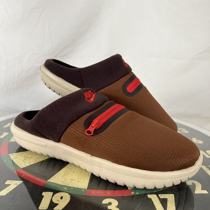 Nike Burrow Slippers With Zipper Pecan/Chili Red/Brown DJ3130-200 Men´s Size 8 o5i4t34Ao