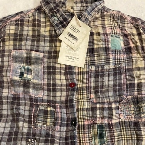 Magnolia Pearl New with Tags Flannel Cotton Plaid Check Adison Workshirt Blue KZ5NEhWRm