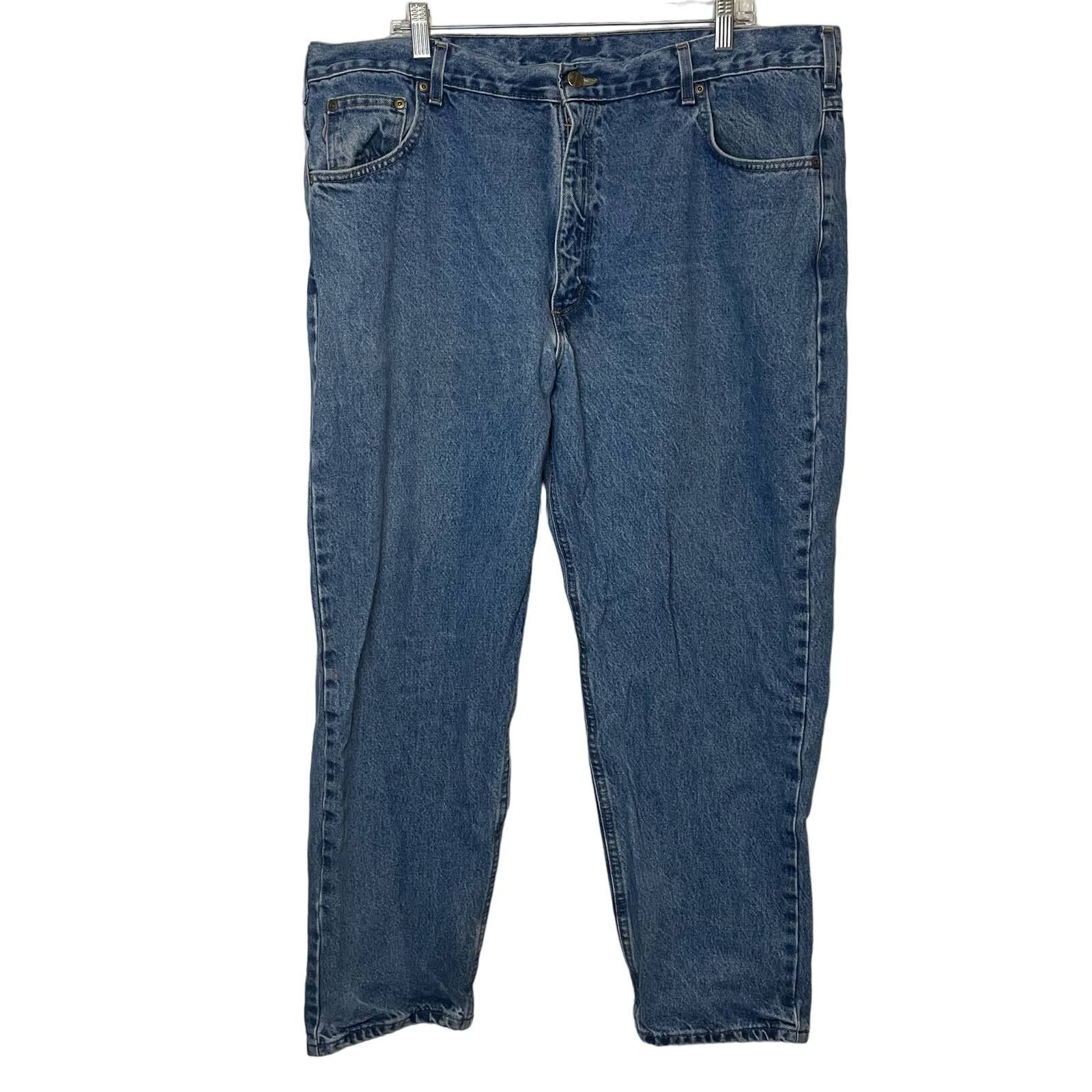 Carhartt Men´s Relaxed Fit Medium Wash Work Jeans size 42x30 L1R1Xxpav