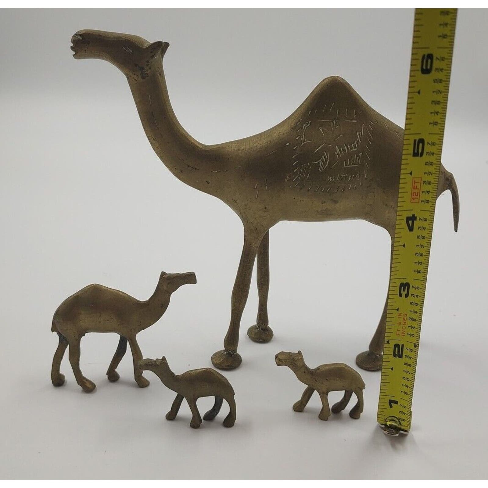Assorted Lot of 4 Brass Camel Figurines Pski626Yc