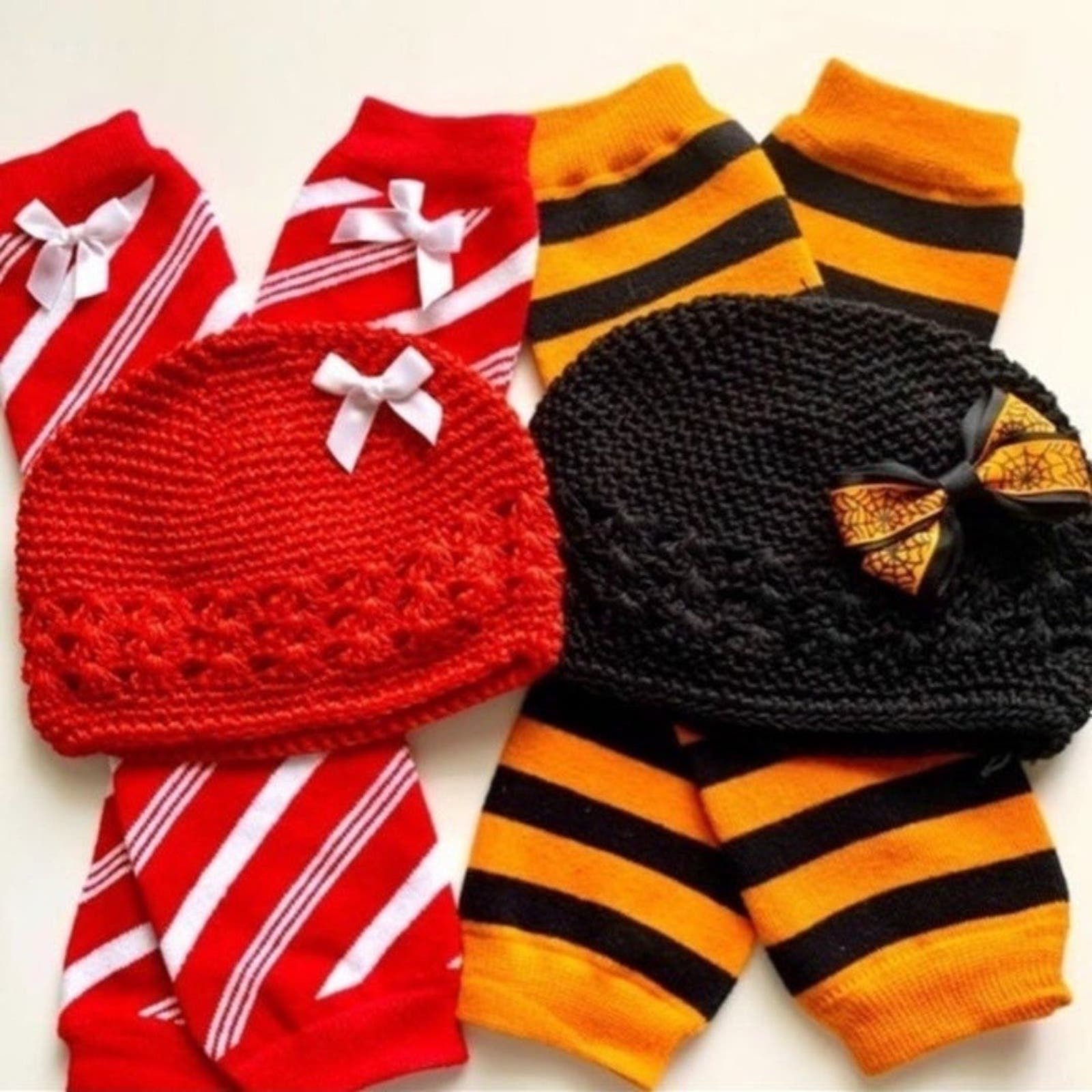 Baby girl crochet beanie hat stripe leg warmers sets newborn 3 months gZyQfoeaH
