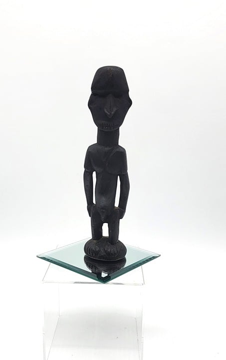 African Tribal Folk Art Wooden Male Figurine Vintage  Dark Wood Unmarked 9 Inch qgA9JPxmT