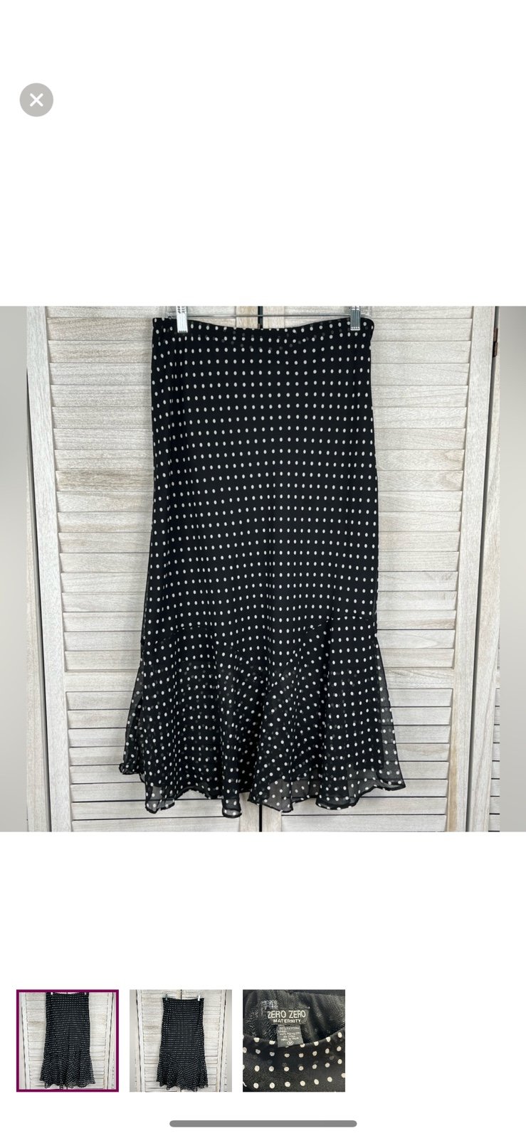ZERO ZERO (Maternity) Vintage Midi Skirt Chiffon Polka Dot Black/White-Medium GU6WIWnQl
