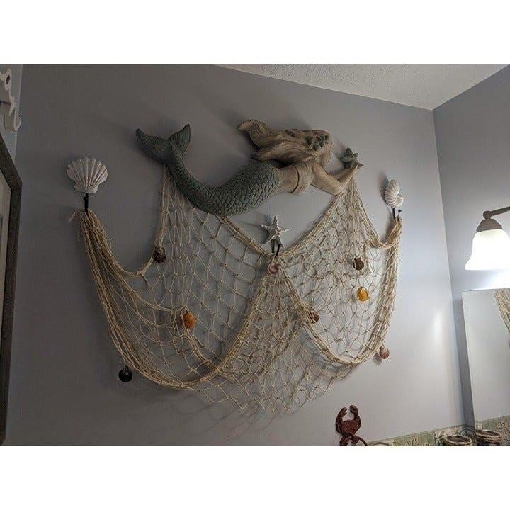 Natural Fishing Net Decor with Shells 79 Inch Beach Theme Decor for Party Home H47tiGuuH
