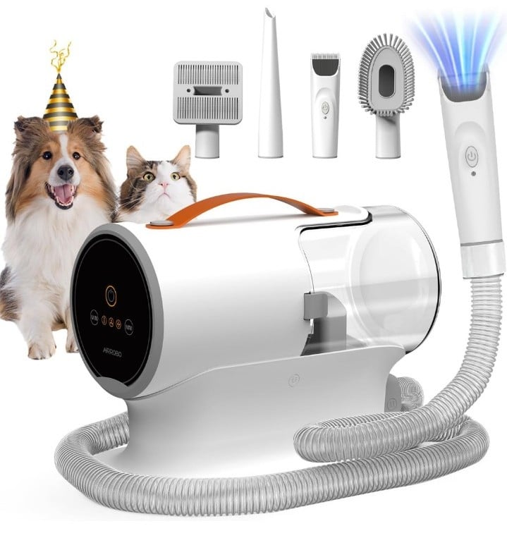 AIRROBO Pet Grooming Kit And Vacuum Picks Up 99% Pet Hair, Large Capacity Dog... l2vBlNQC0