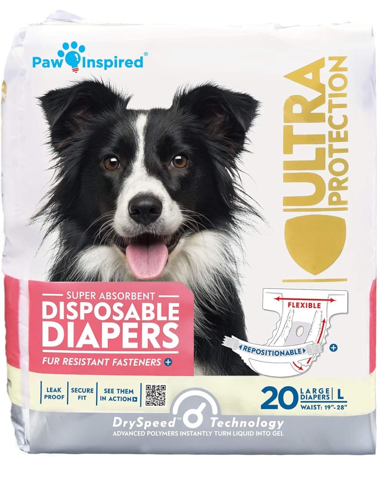 Paw Inspired Disposable Dog Diapers | Female Dog Diapers Ultra Protection NRTgmO7pe