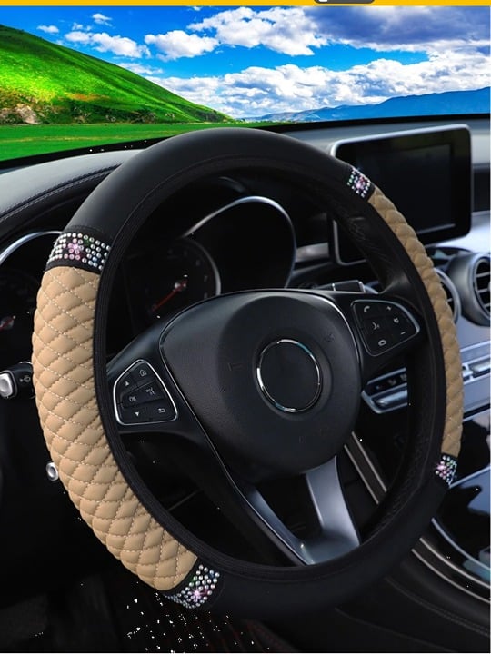 Rhinestone Decor Colorblock Car Steering Wheel Cover L3 hvLKLx5yr