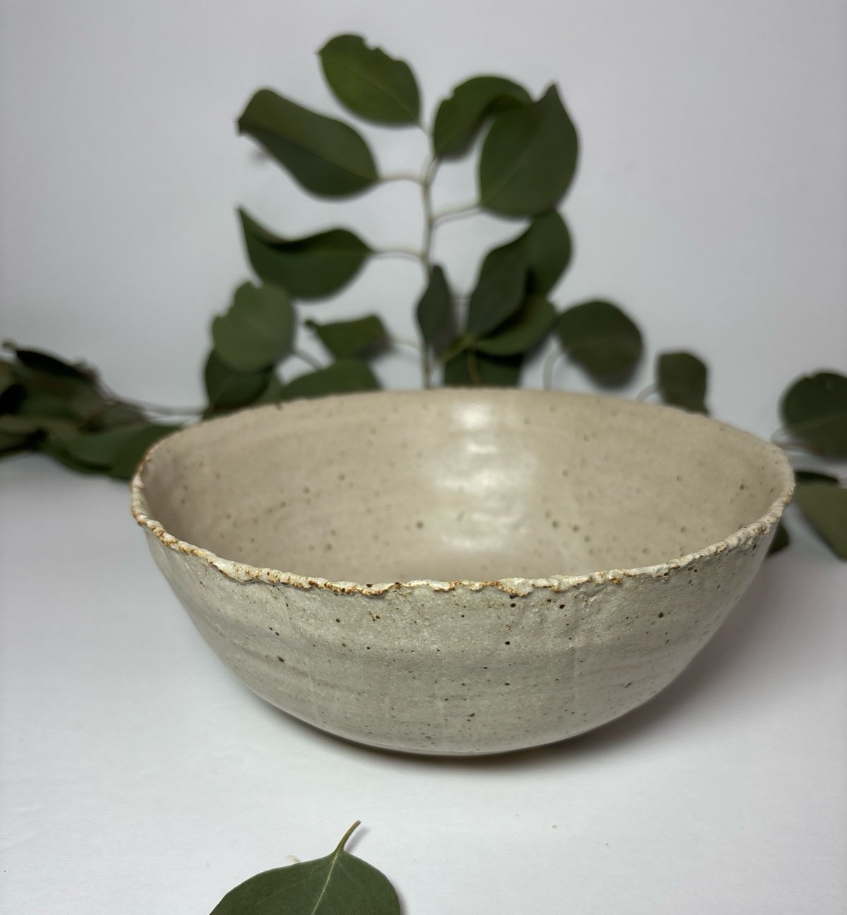 Handmade pottery bowl matte white nDp5AduFJ