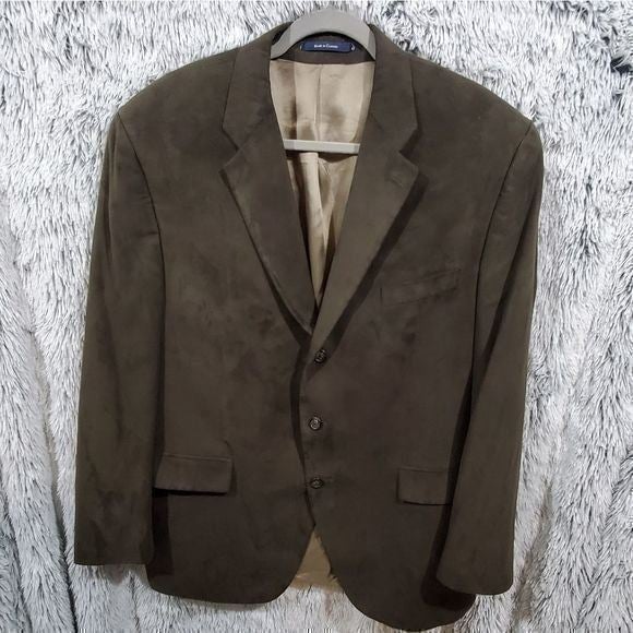 Ralph lauren moss green men´s faux suede sport coat jacket size XL reSLU07JP