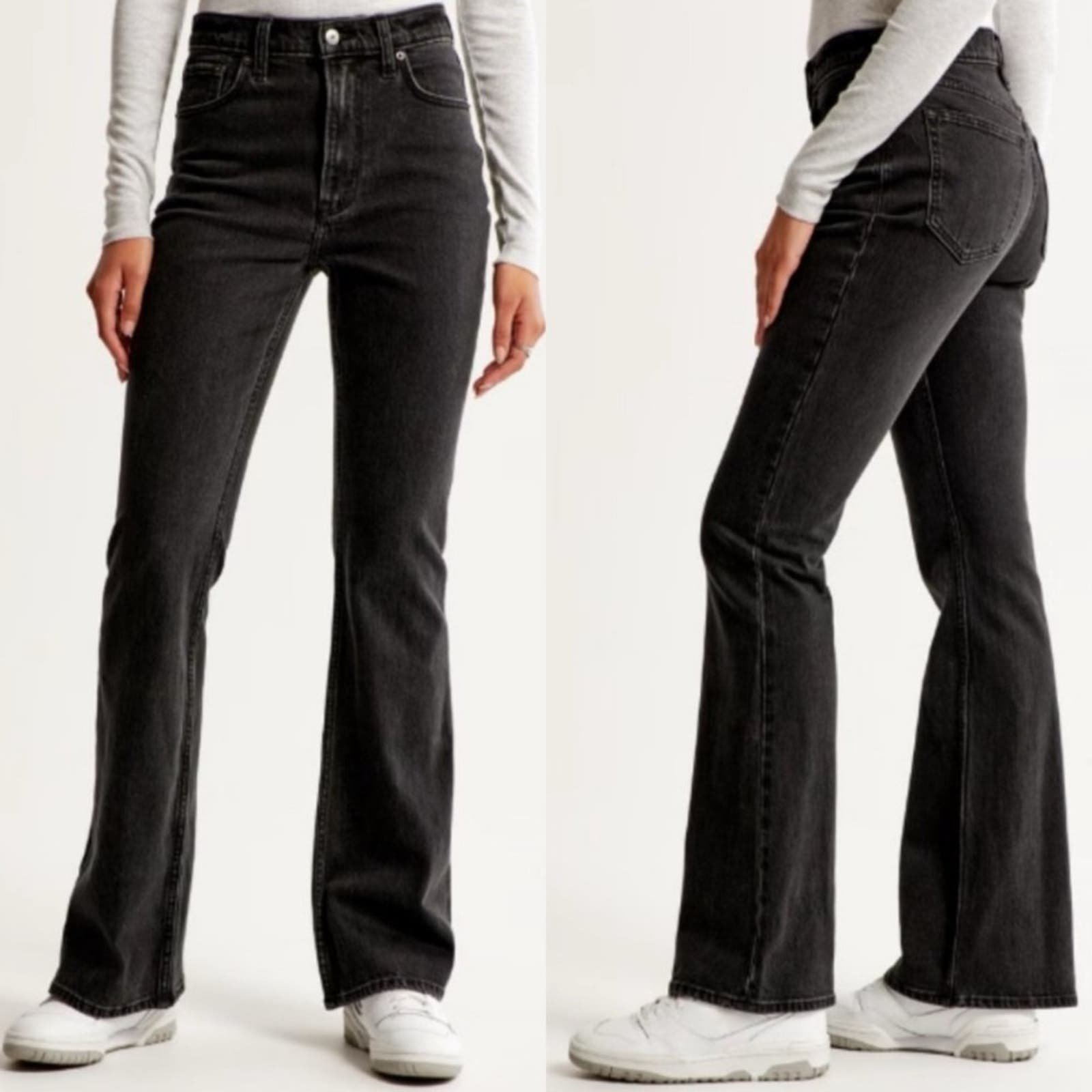 Abercrombie & Fitch 70s Vintage Flare Jeans Charcoal Black Womens Size 29 / 8 RFqtgJm63