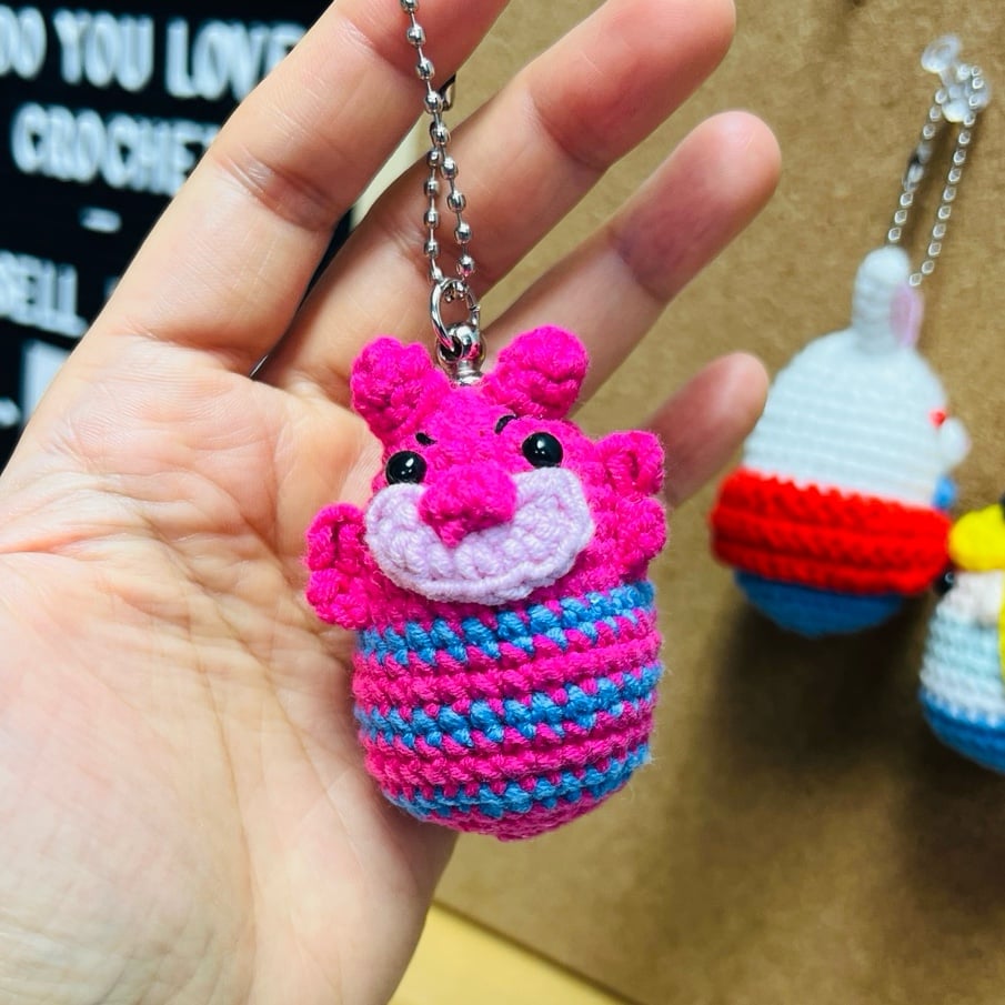 Keychain pink cat - Amigurumi hawaii crochet JwEyhF44X