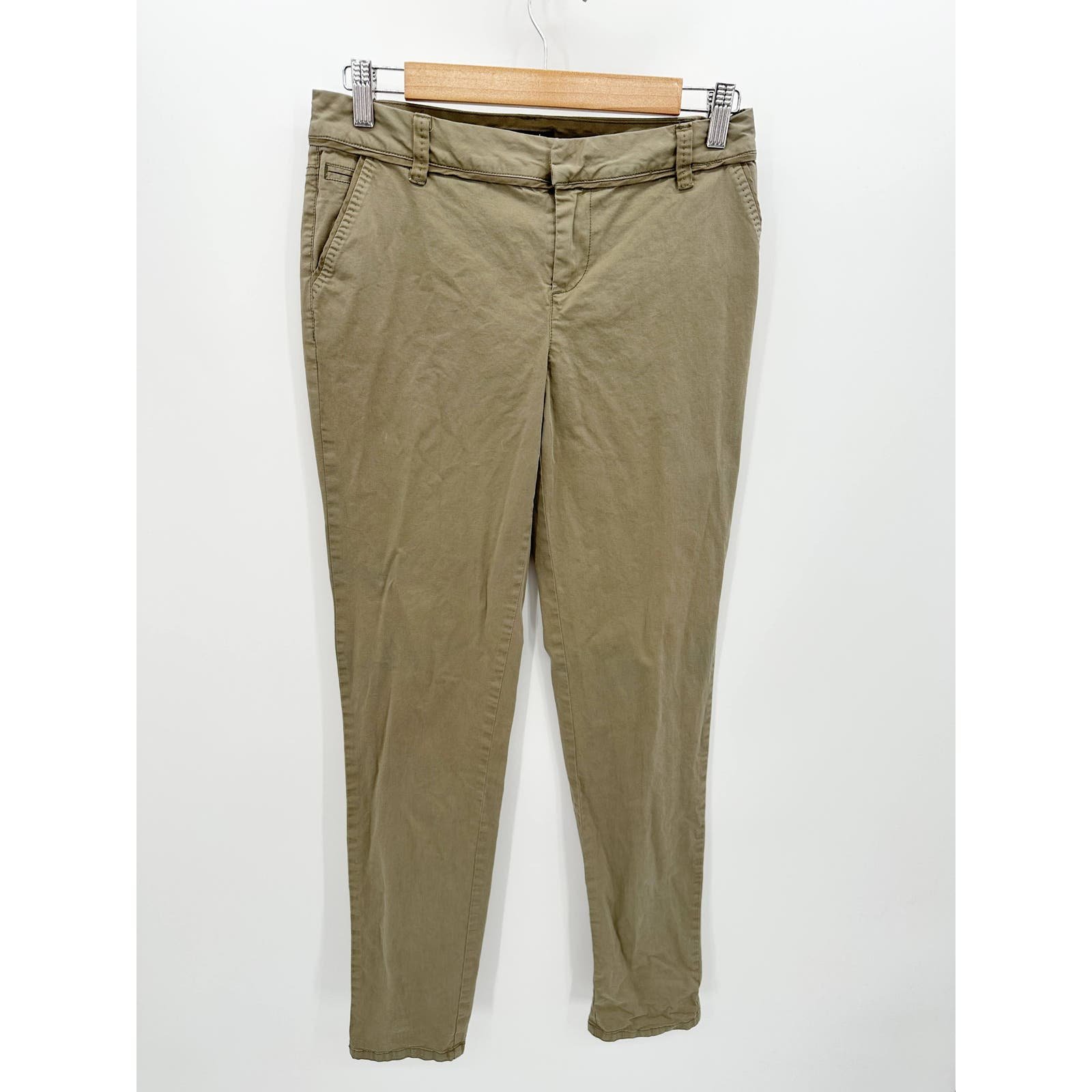 Promod Solid Green Khaki Tan Hidden Fly Skinny Pants Women´s Size 29 Q94eESJe8