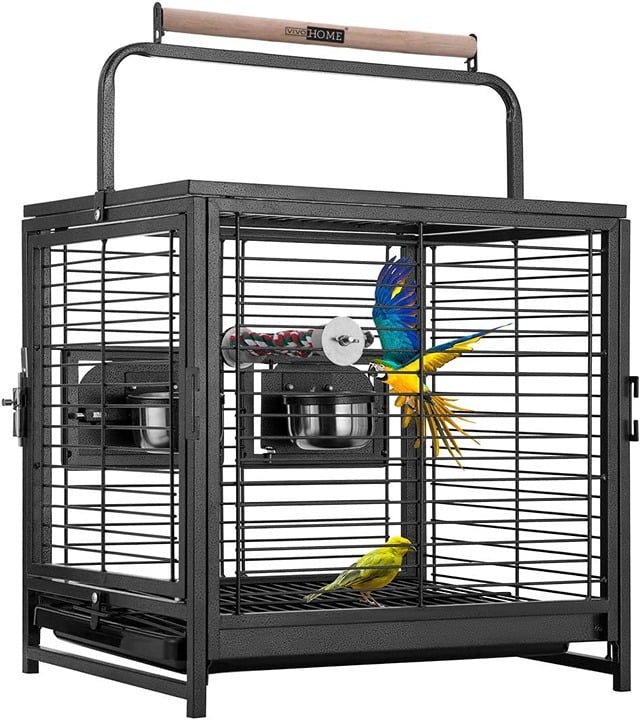 New Bird Travel Cage: Wrought Iron, Black ngwajuOWU