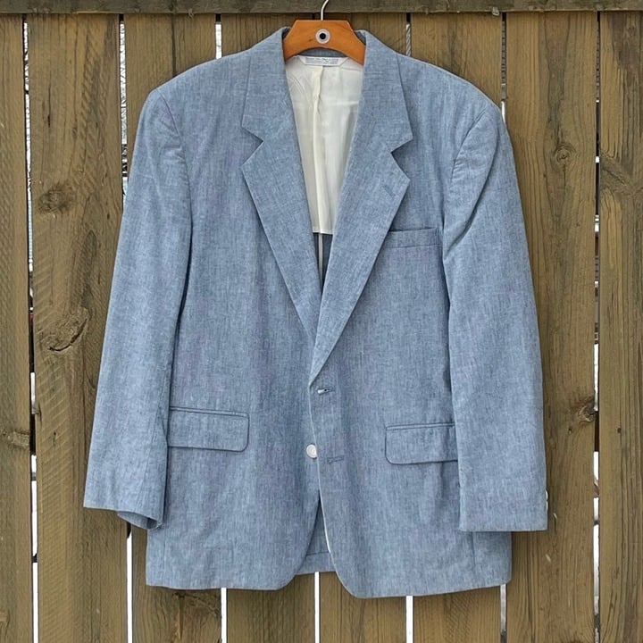 Light Blue Two-Button 100% Cotton Blazer Men’s 40R Lg8sHwl8h