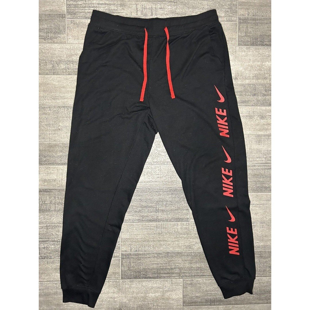 Nike Black Red Swoosh Logo Joggers Sweatpants Pockets Men’s Sz 3XL iazhBNoX4